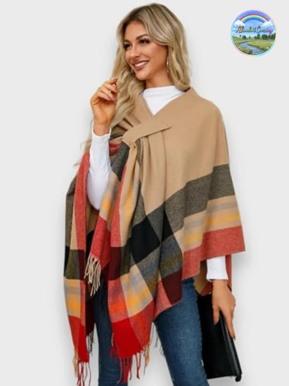 Elegant Reversible Shawl Wrap Open Front Poncho Cape Cardigan for Travel Gift